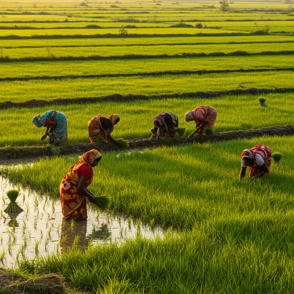 Women farmers working in fields